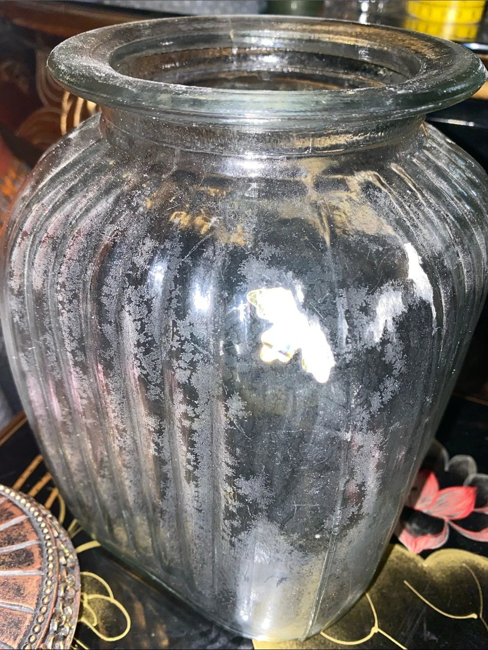 Vintage 14” Decorative Clear Glass Jar with Antique Bronze Lid - Home Accents - Picture 6 of 7